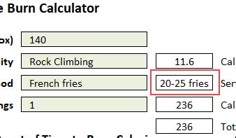 Excel Calorie Burn Calculator Food Activity Free Workbook