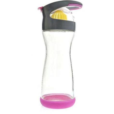 Full Circle Home On The Go Lemon Glass Water Bottle Raspberry Glass