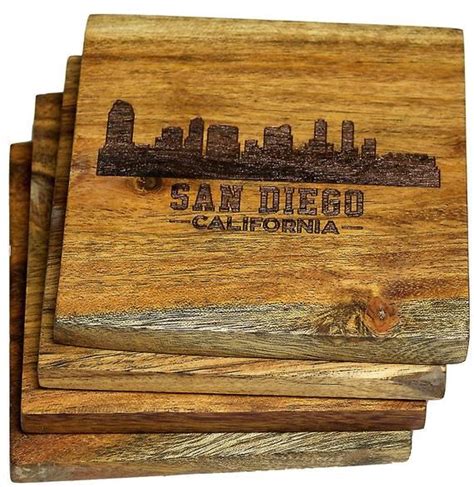 San Diego California Coaster Set Custom Wooden Coasters Anniversary ...