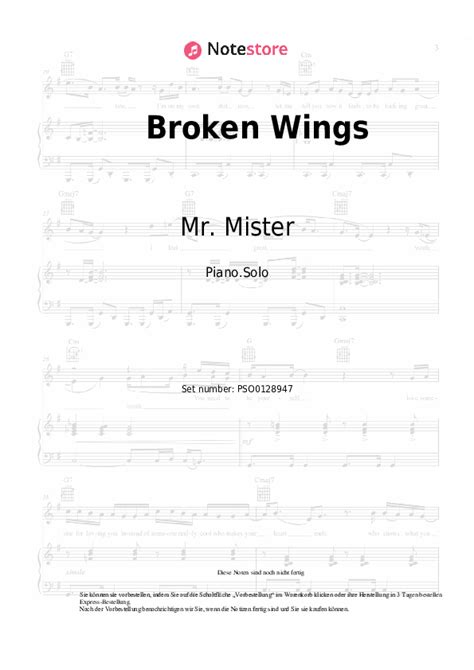 Mr Mister Broken Wings Klaviernoten Bei Note Store De Klavier Solo