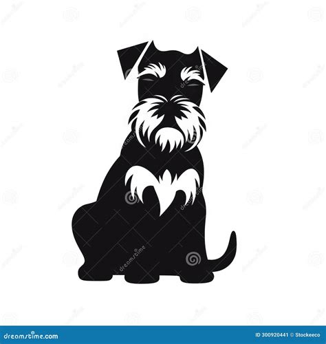 Cute Black Silhouette Schnauzer With Unique Character Design Stock