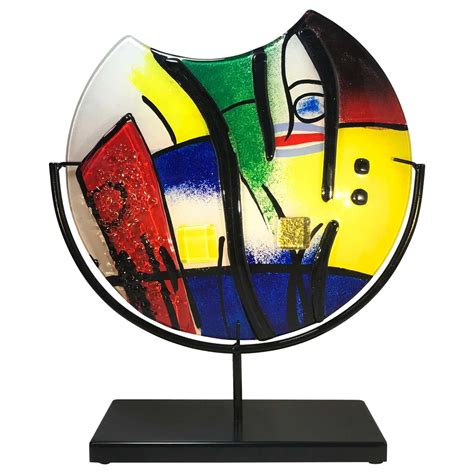 Pablo Picasso Inspired Abstract Italian Fused Modern Art Glass Sculpture Vase For Sale At 1stdibs