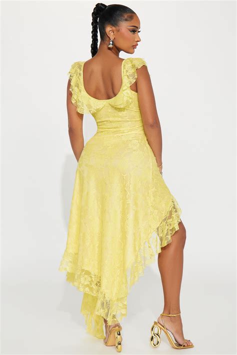 Lacie Lace Maxi Dress Yellow Fashion Nova Dresses Fashion Nova