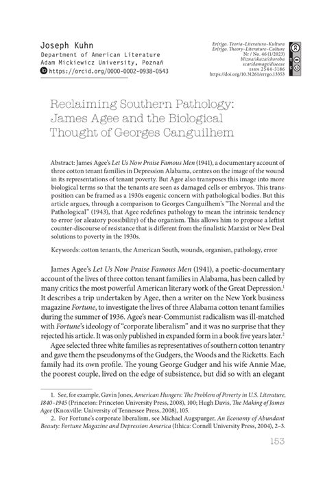 PDF Reclaiming Southern Pathology James Agee And The Biological