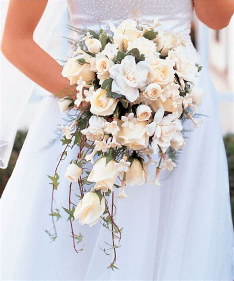 White Cascade Bridal Bouquet Like A Waterfall Of White Flowers