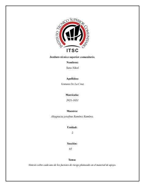 Unidad 2, ventura sara - sii - Instituto técnico superior comunitario