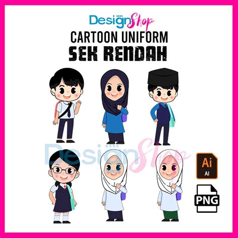 design  cartoon uniform sekolah rendah design mudah murah
