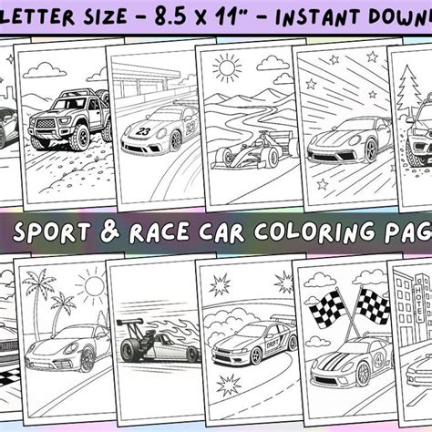 Coloring Page Classic Car Etsy
