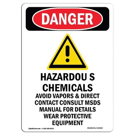 SignMission 7 X 10 In OSHA Danger Sign GHS Hazardous Chemicals