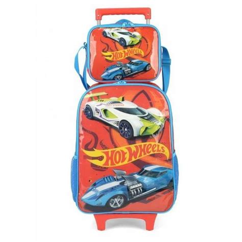 Kit Mochila De Rodinha Lancheira Hot Wheels Luxcel IC Mochilas Magazine Luiza