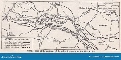 Plan Vintage De Las Fuerzas Aliadas Durante La Primera Batalla De Aisne