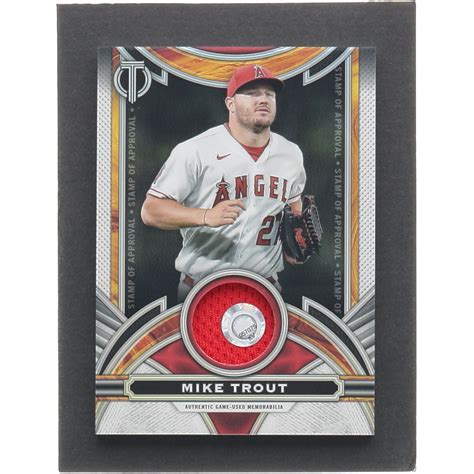 Mike Trout Topps Tribute Stamp Of Approval Relics Soamt