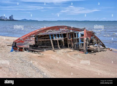 Boat Wreck Thailand Fishing Boat Abandoned And Rotting Away On The