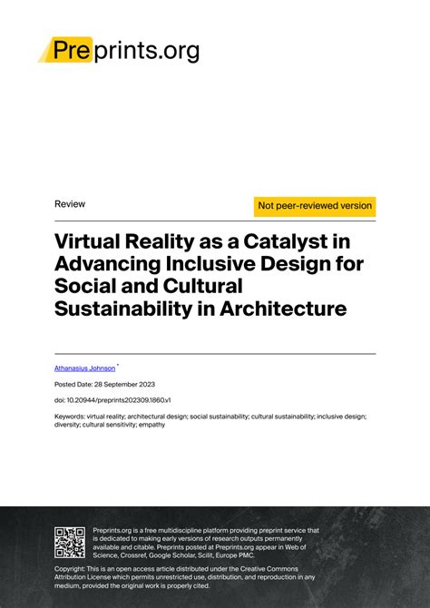 Pdf Virtual Reality As A Catalyst In Advancing Inclusive Design For