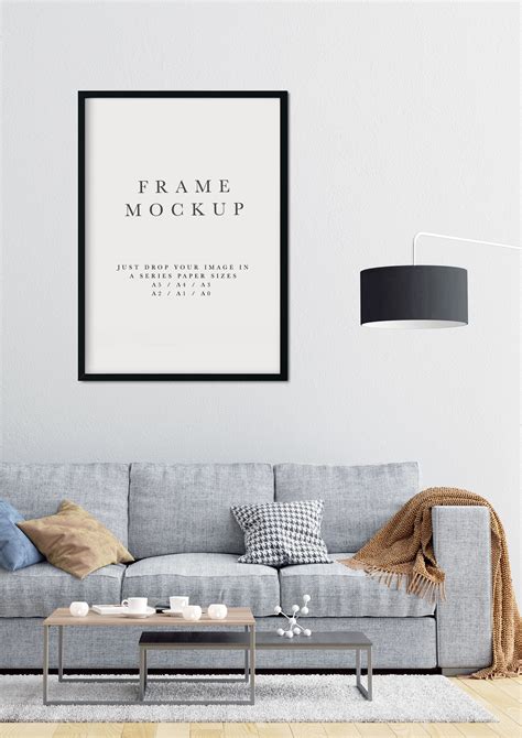 Frame Mockup #357, Black A3 Frame Mockup, Living Room Frame Mockup ...