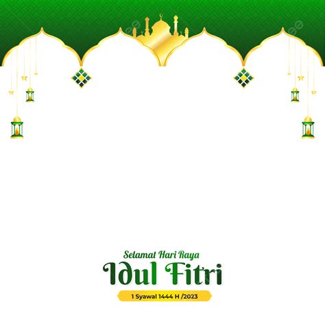 Eid Al Fitr 2023 Eid 1444 H With Ketupat And Various Decorations Vector