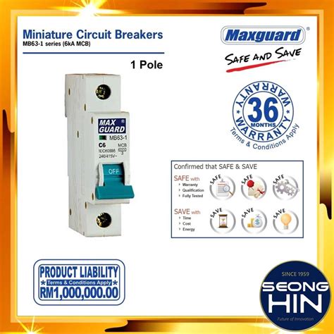 Maxguard GENUINE 1 Pole 6kA Miniature Circuit Breakers MCB MCB 6A 10A