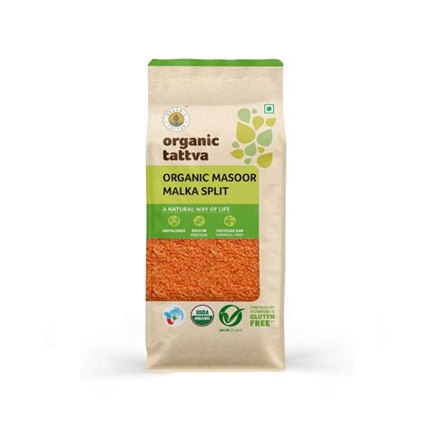 Organic Tattva Red Split Lentils Masoor Malka Whole 500g