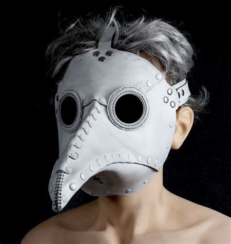 Schnabel Plague Doctor Mask In White Leather Etsy Plague Doctor