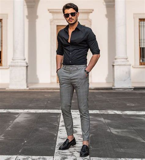 Black Shirt, Clubbing Outfit Designs With Grey Casual Trouser, Mens ...