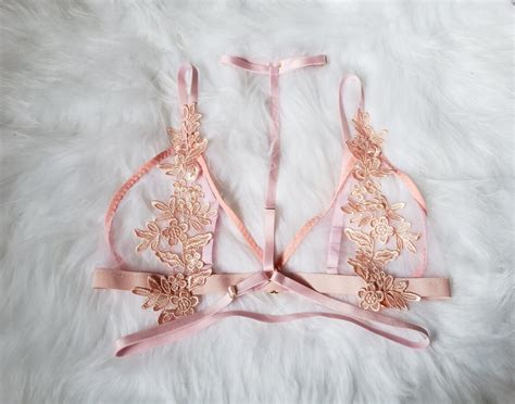 Pink Lace Floral Bralette Pink Lingerie Set Bralette Set Sexy Lingerie Sheer Lingerie Etsy