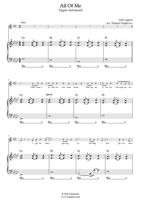 John Legend All Of Me Piano Sheet Music