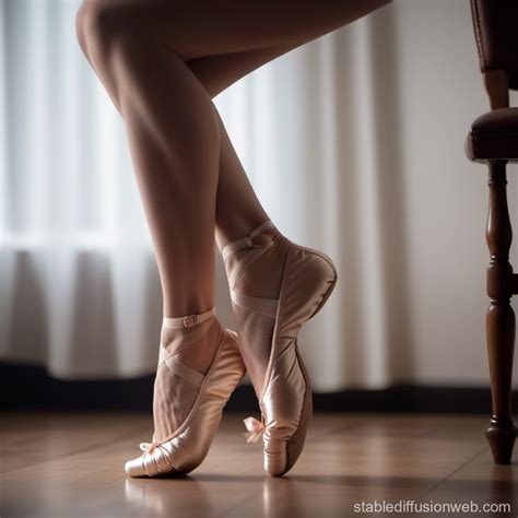 Brunette Woman Removing Ballet Flat Stable Diffusion Online