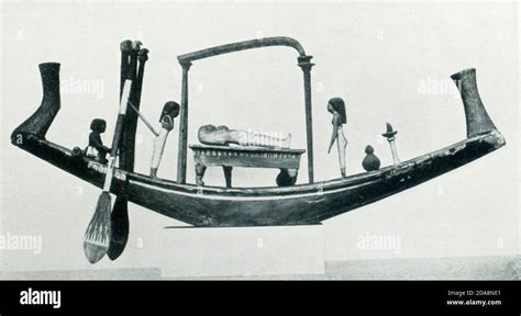 Model Of A Funeral Boat With Figures Symbolizing Isis And Nephthys The