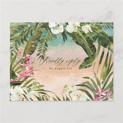 Beach Tropical Aloha Wedding Rsvp Postcard Zazzle