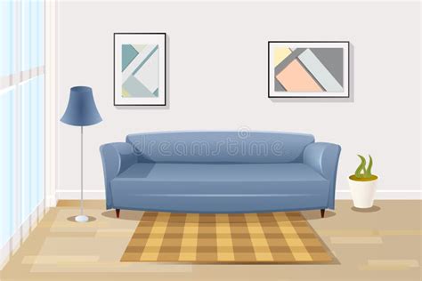 Comfortable Sofa in Living Room Cartoon Vector Stock Vector ...