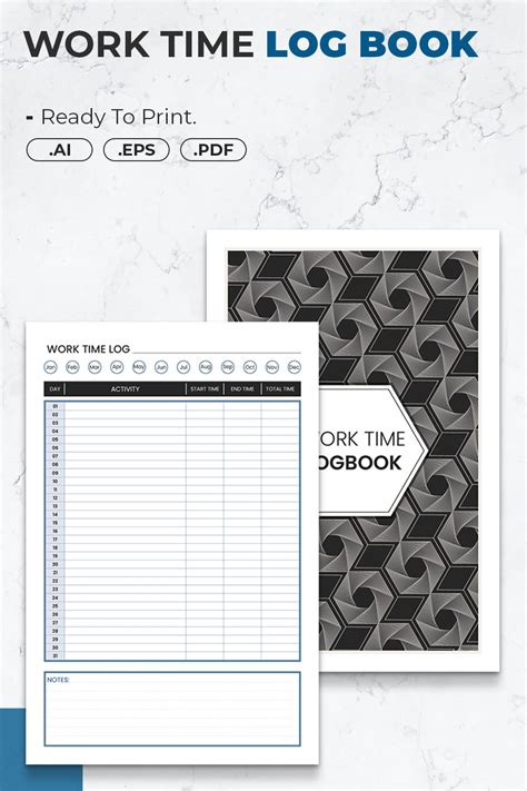 Work Time Log Book | Printable Template