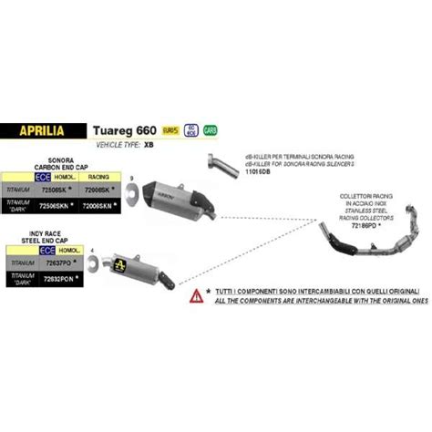 Arrow Racing Silencioso Sonora Titanio Tapa Carbono Aprilia Tuareg