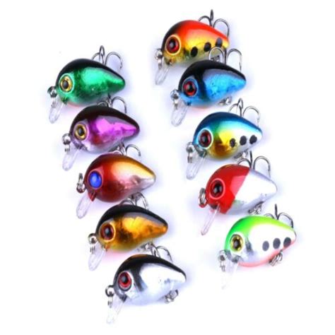 Lots Of Mini Minnow Fish Bass Tackle Hooks Baits Fishing Lures 10 Pcs