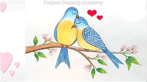 Two Love Birds Drawing Easy