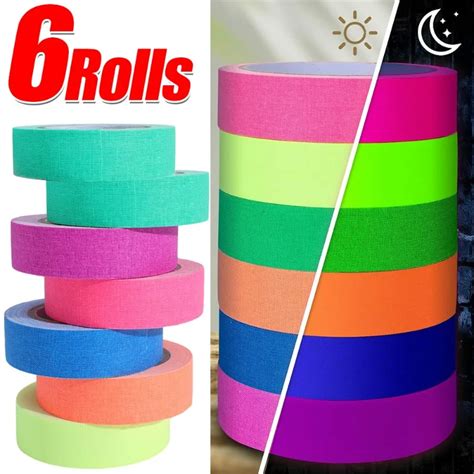 Rolls Fluorescent Cotton Tapes Party Glow In The Dark Tape Colors