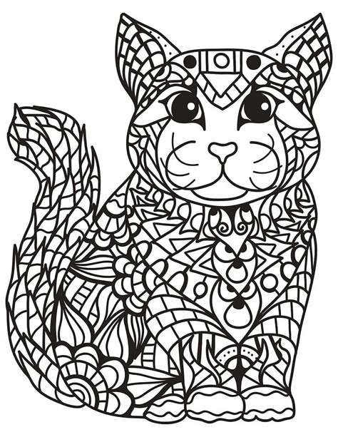 Zentangle Cat F Rbung Seite Kostenlose Druckbare Malvorlagen F R Kinder