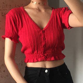 Beran Studio Short Sleeve Button Up Cropped Knit Top Yesstyle