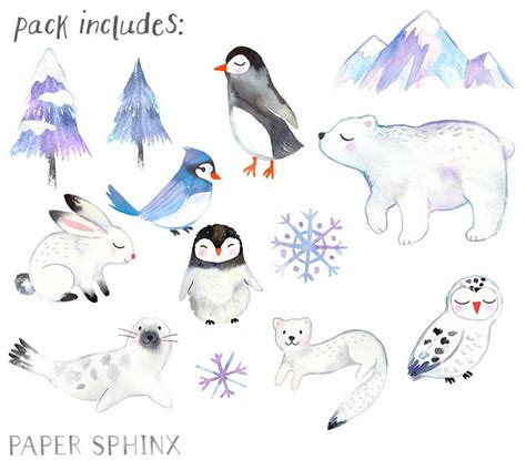 Watercolor Winter Animals Clipart Winter Watercolors Holiday - Etsy Canada