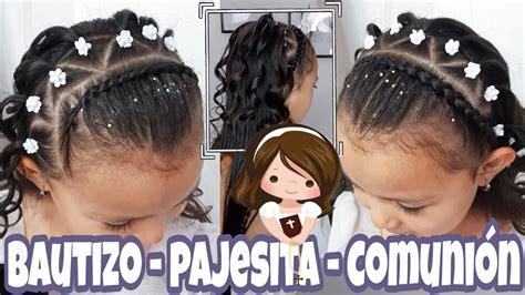 Peinado Para Niña 𝗕𝗔𝗨𝗧𝗜𝗭𝗢 𝗣𝗔𝗝𝗘𝗦𝗜𝗧𝗔 𝗣𝗥𝗜𝗠𝗘𝗥𝗔 𝗖𝗢𝗠𝗨𝗡𝗜𝗢𝗡 Bonito y