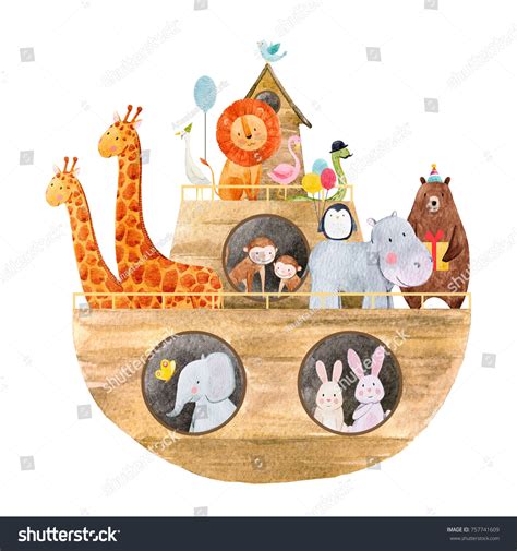 Watercolor Noah Ark Images Stock Photos D Objects Vectors