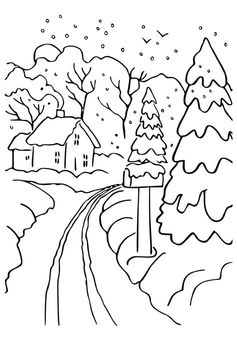 Coloriage Paysage Hiver à Imprimer Gratuit Pour Adultes Et Enfants