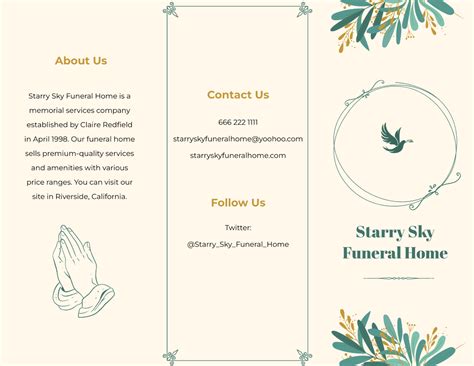 Free Funeral Tri Fold Brochure Templates Editable And Printable