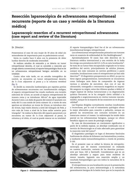 Pdf Resecci N Laparosc Pica De Schwannoma Retroperitoneal Recurrente