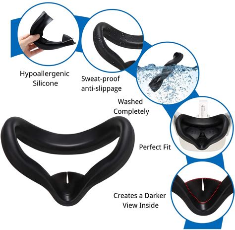 Vr Face Silicone Cover Mask Combo With Protective Lens Cover For Oculus