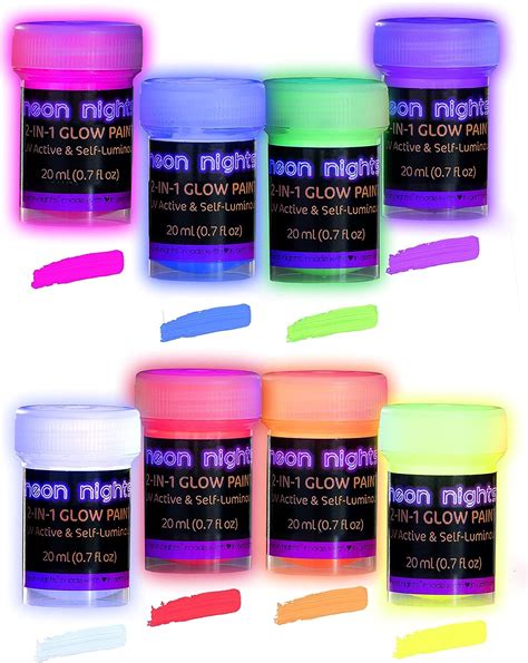 Amazon.com: neon nights 2-IN-1 Glow In The Dark Acrylic Paint Set Glows ...