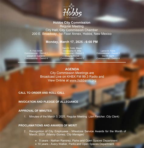 ️ Join us tonight at City Hall in the... - The City of Hobbs | Facebook