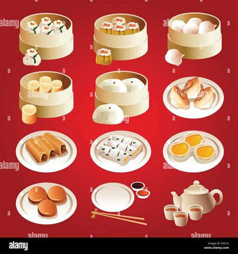 A Vector Illustration Of Dim Sum Icon Sets Stock Vector Image Art Alamy