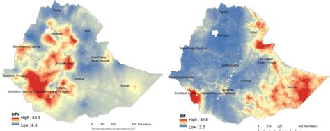 The Geospatial Predicted Prevalence Of Hypertension Htn And Diabetes Download Scientific