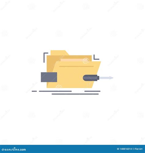 Folder Repair Skrewdriver Tech Technical Flat Color Icon Vector