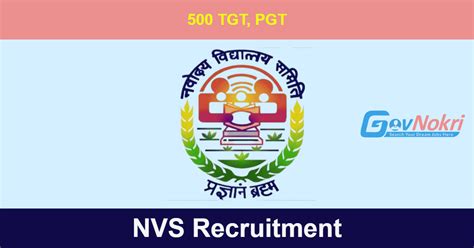 NVS Hiring Notification 2024 For 500 Post Of TGT PGT